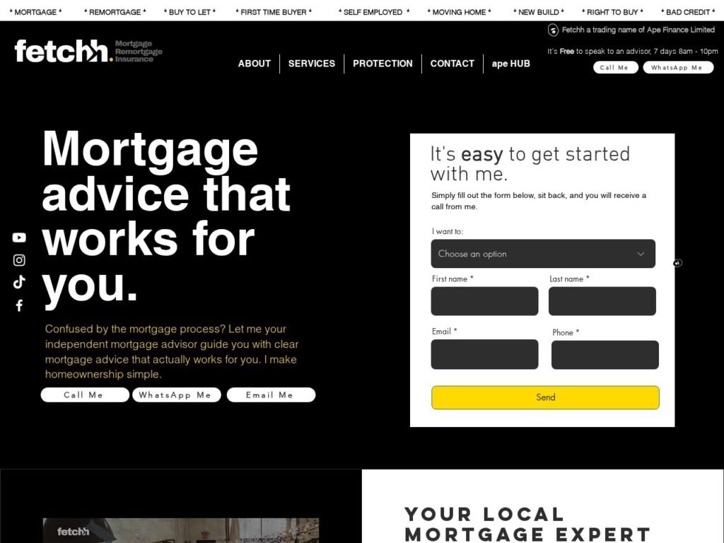 APE Finance website homepage, a MIVAQ client project