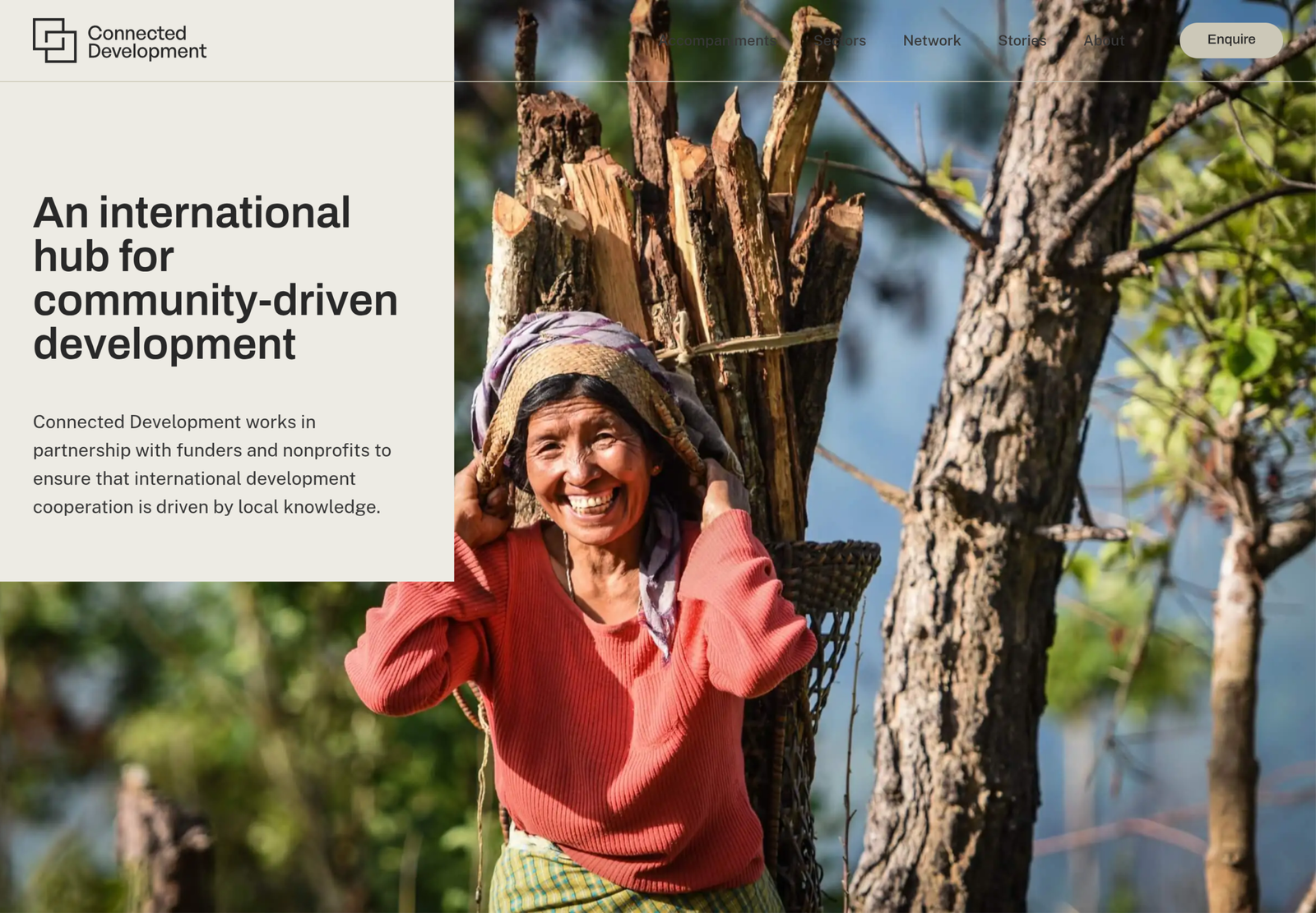 Connected Development website homepage, a MIVAQ client project