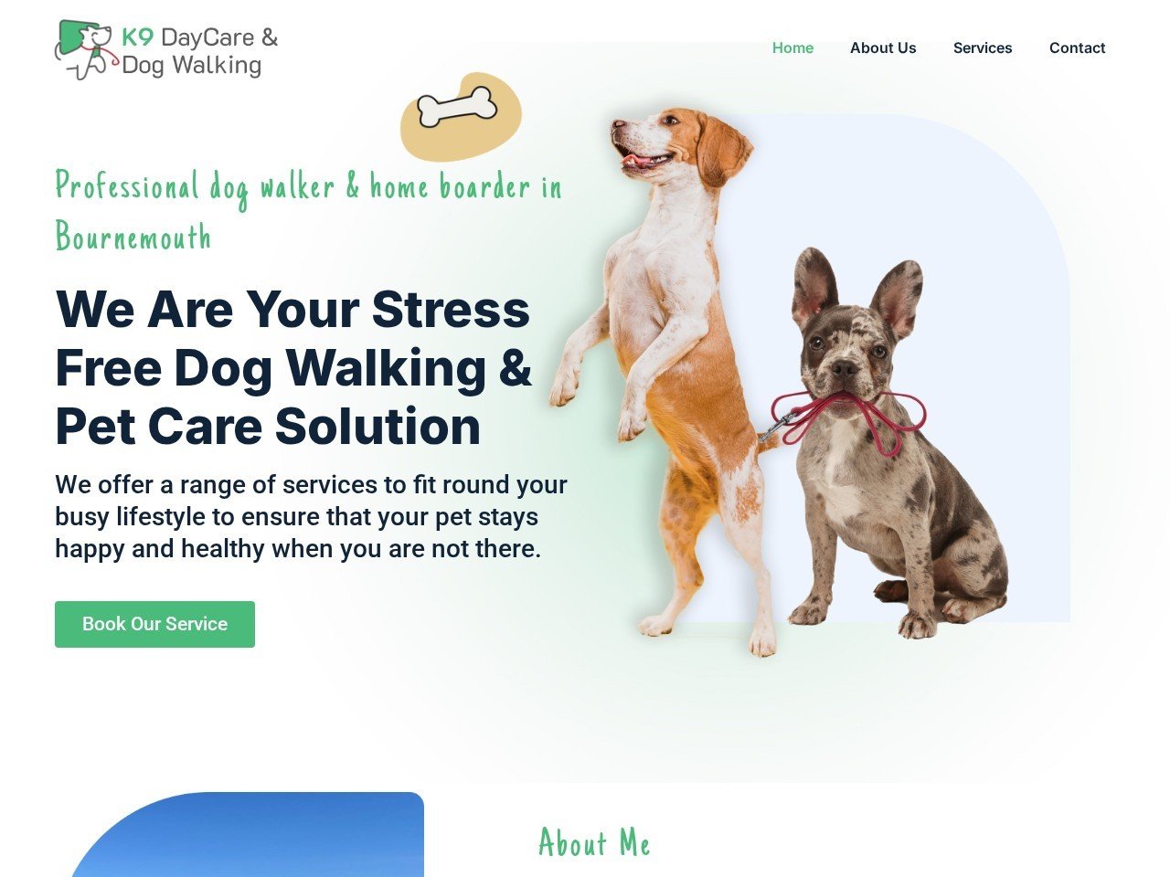 K9 Daycare website homepage, a MIVAQ client project