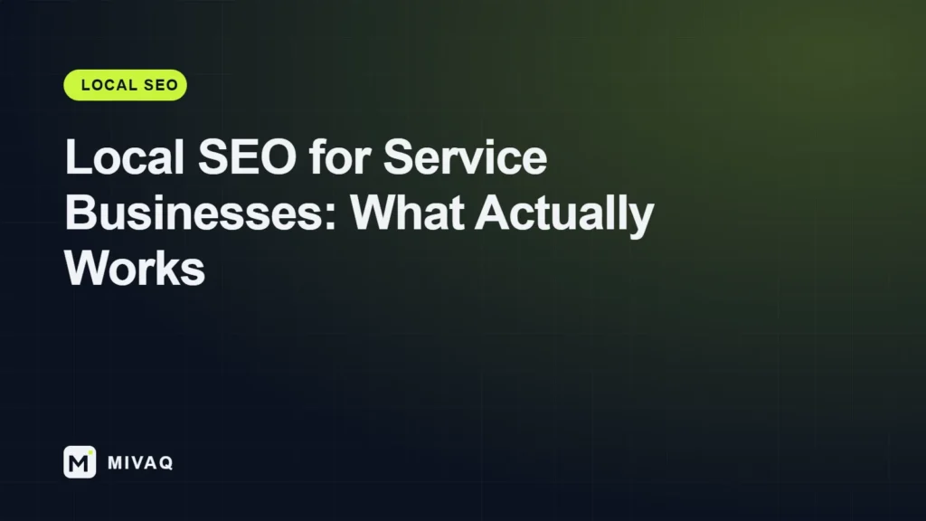 Local SEO for service businesses guide, MIVAQ cover