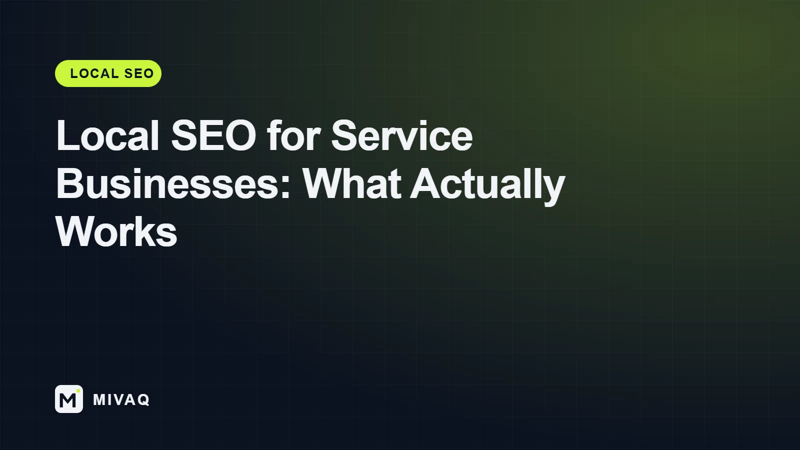 Local SEO for service businesses guide, MIVAQ cover