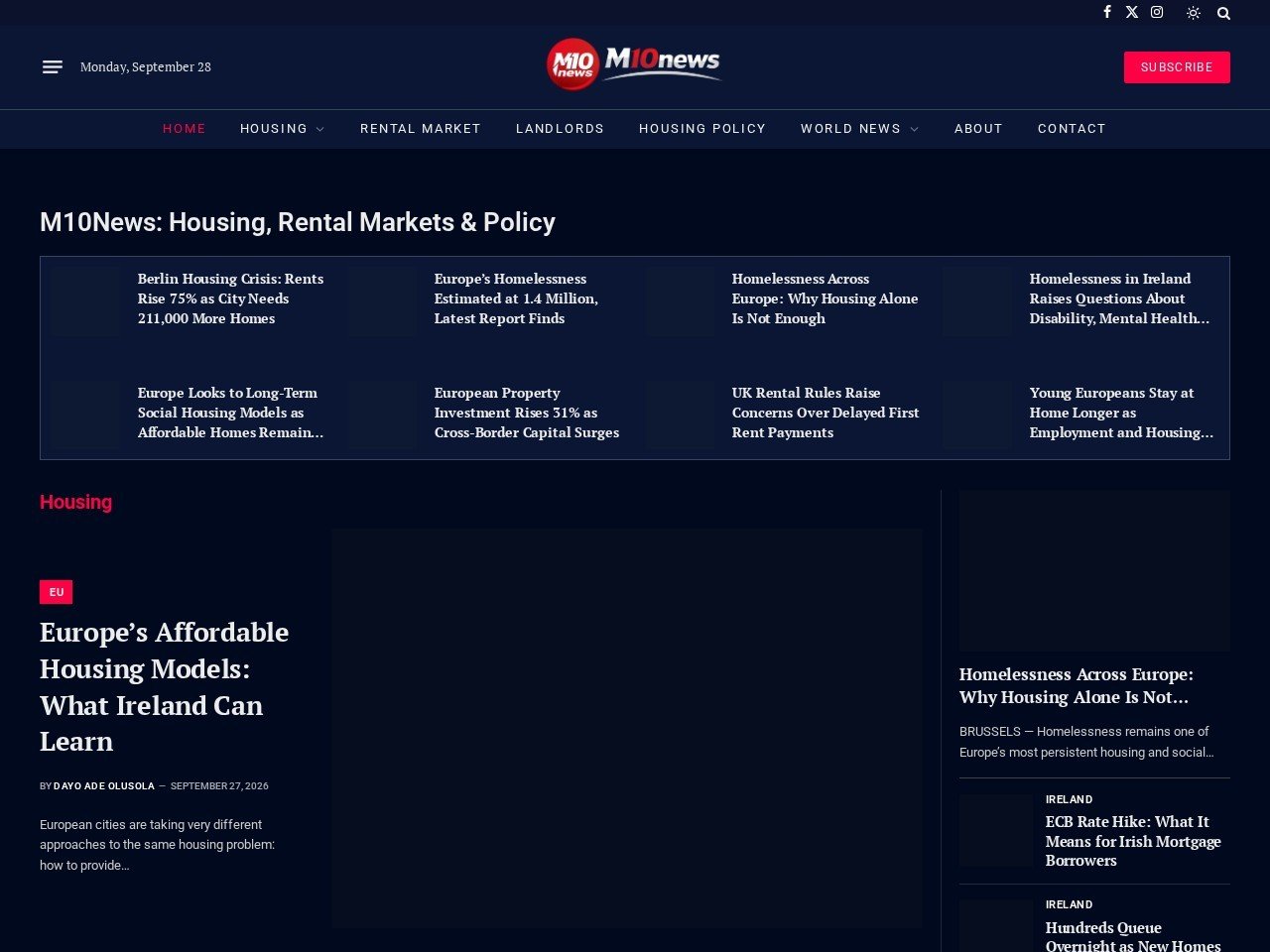 M10 News website homepage, a MIVAQ client project