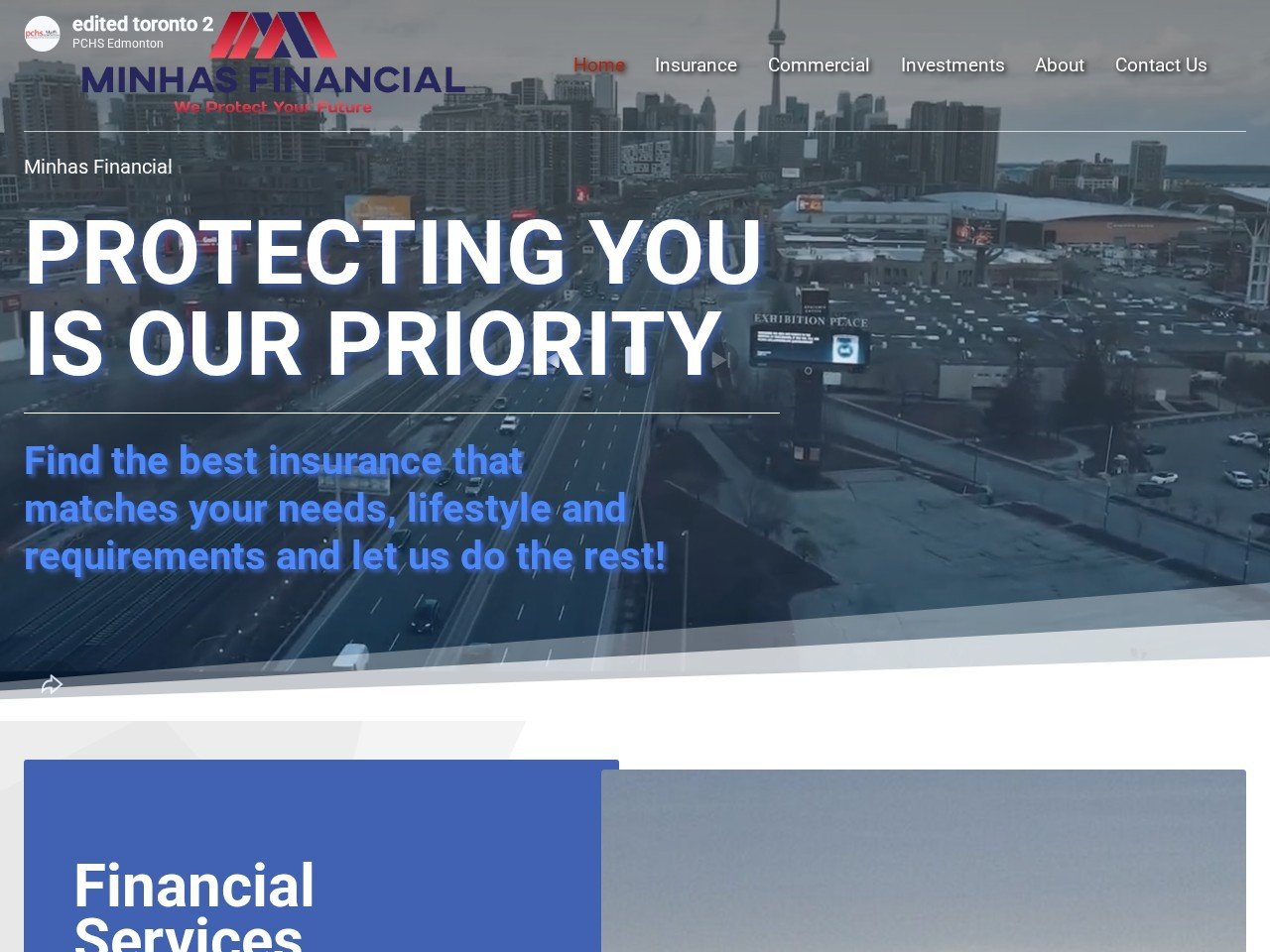 Minhas Financial website homepage, a MIVAQ client project