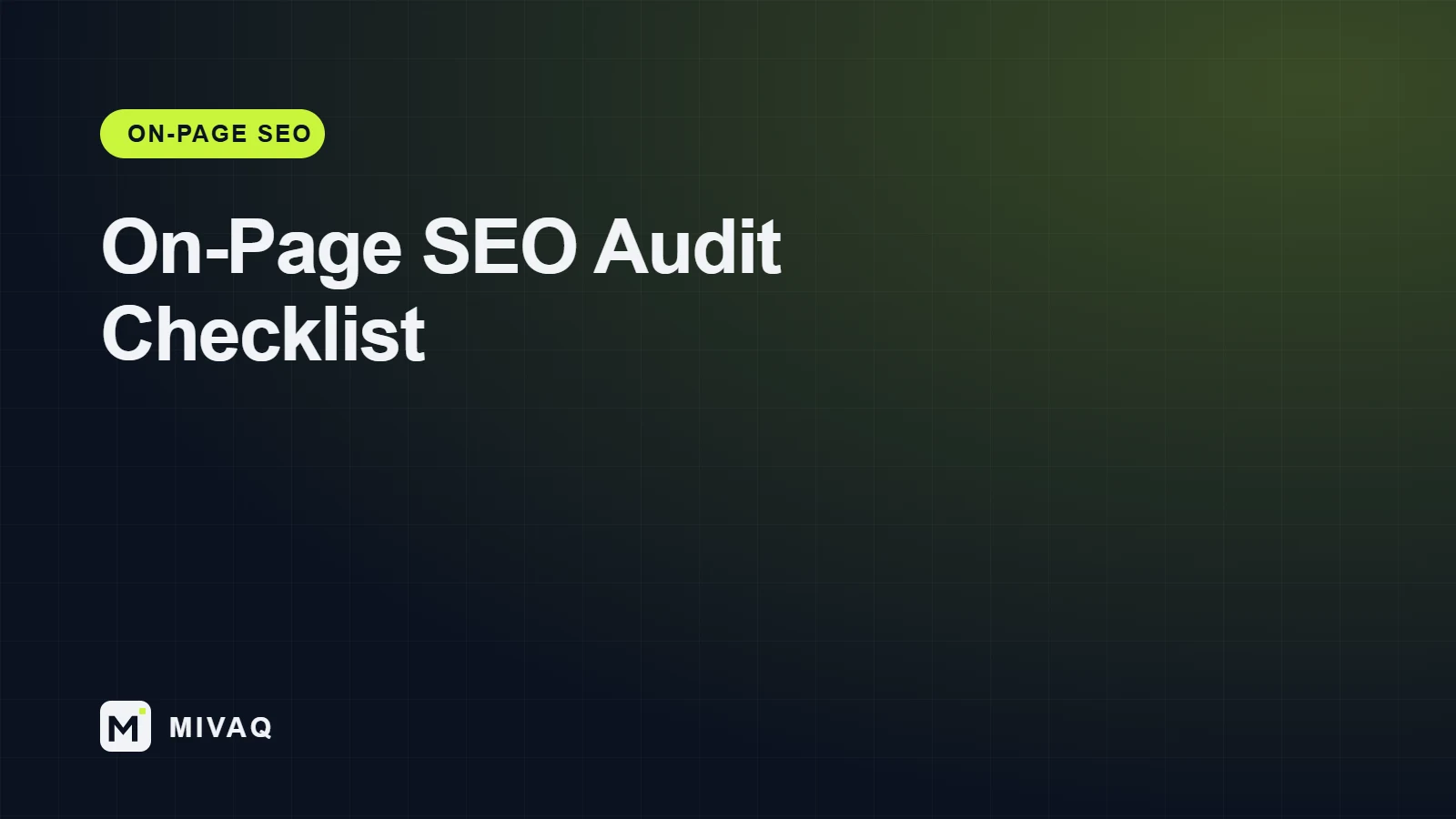 On-page SEO audit checklist with a real estate website example, MIVAQ cover