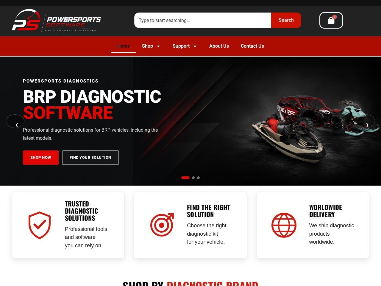 Powersports Software website homepage, a MIVAQ client project