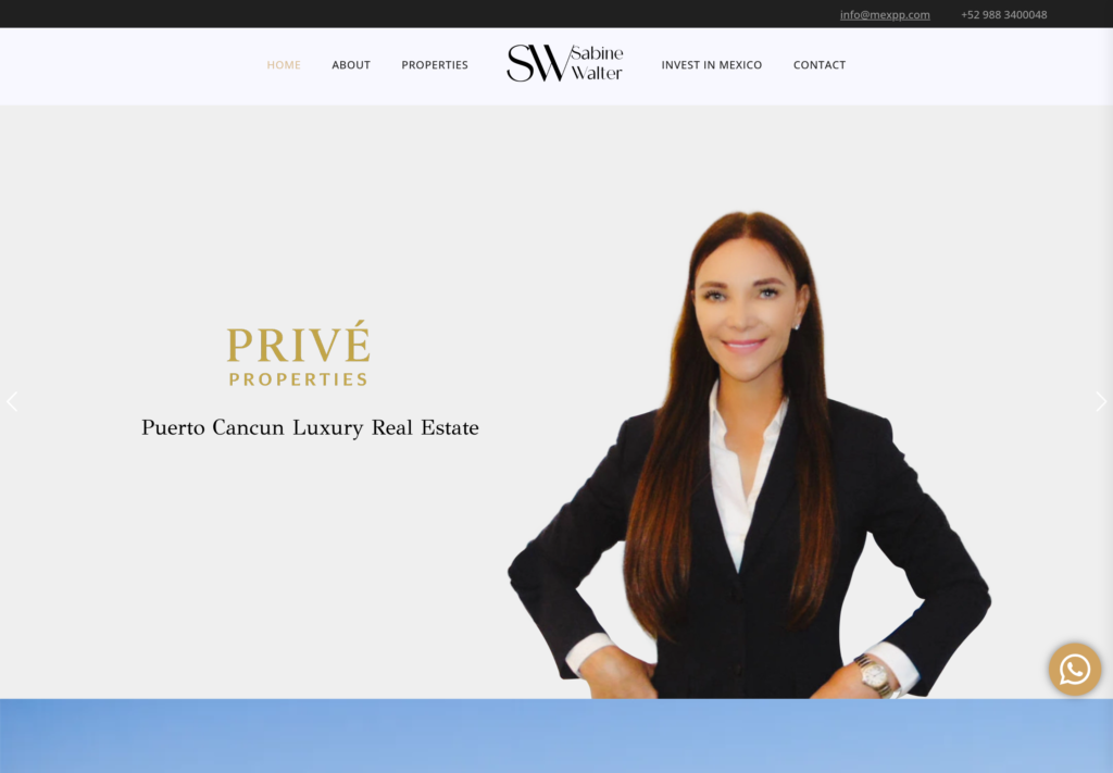 Privé Properties website homepage, a MIVAQ client project