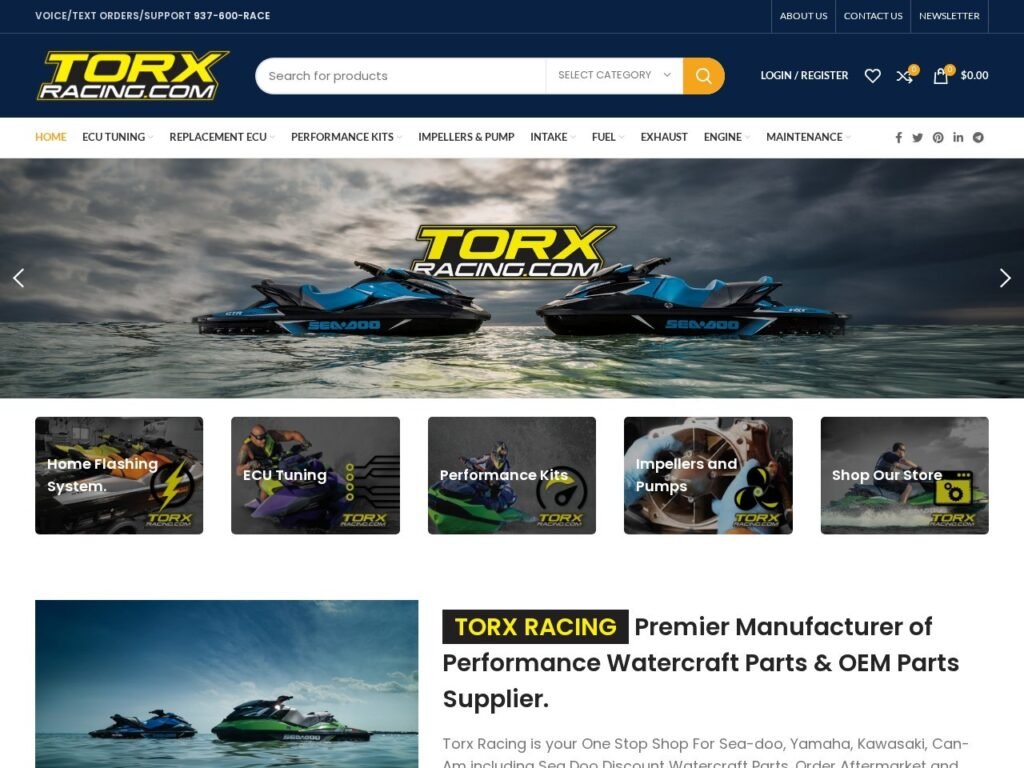 TORX Racing website homepage, a MIVAQ client project