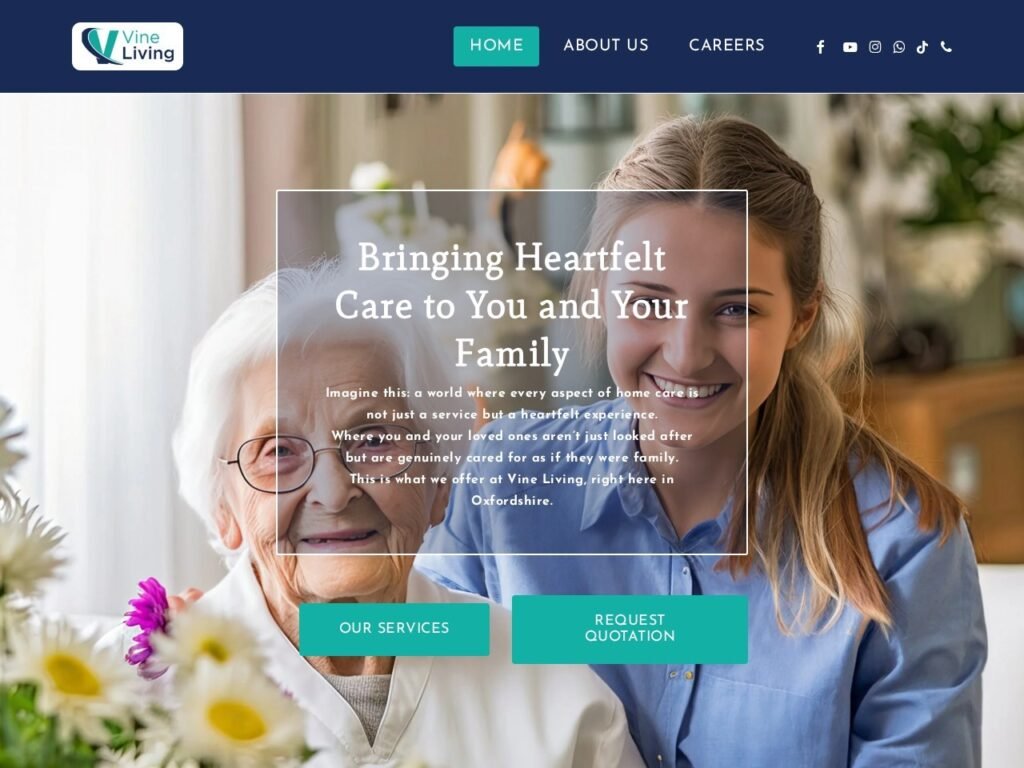 Vine Living website homepage, a MIVAQ client project