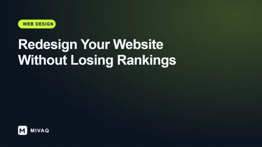 Website redesign checklist to keep Google rankings, MIVAQ cover