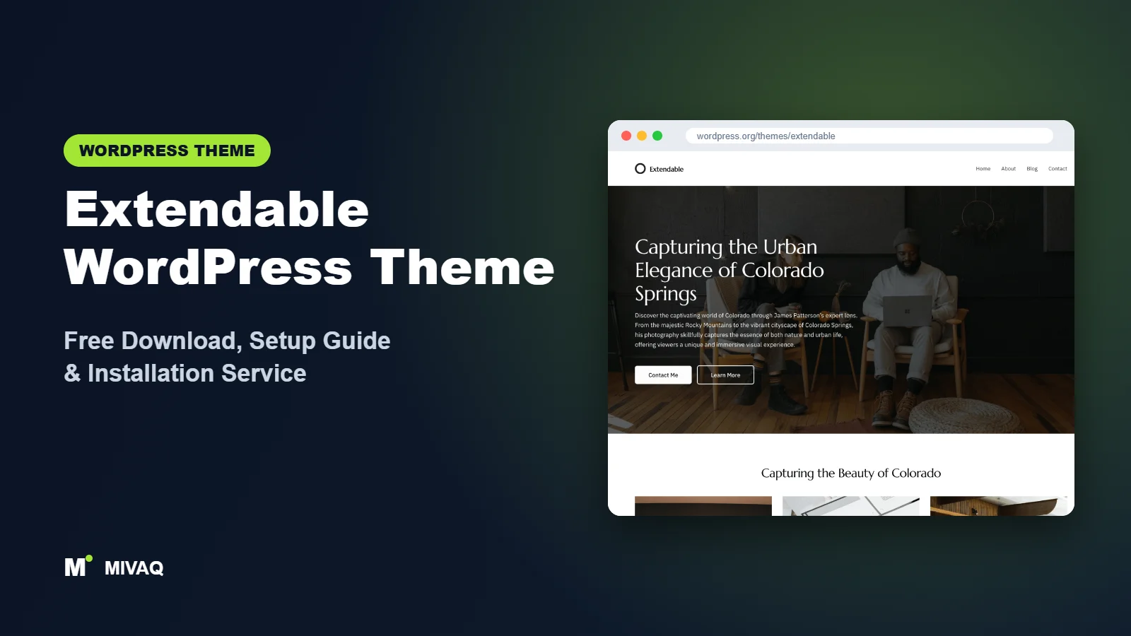 Extendable WordPress theme free download and setup guide cover, MIVAQ