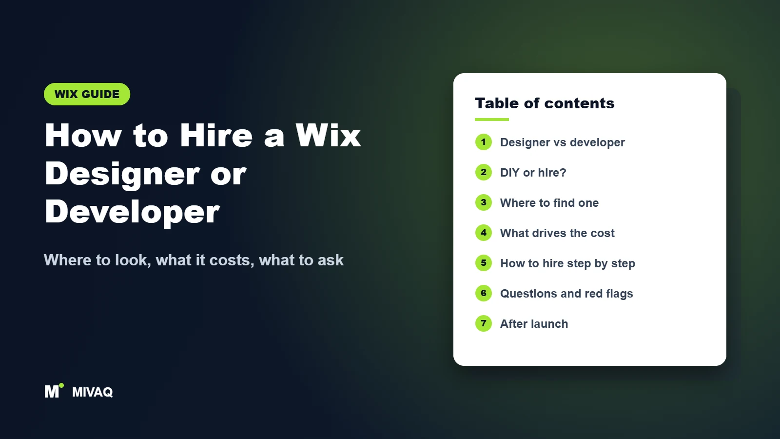 How to Hire a Wix Designer or Developer – MIVAQ Wix guide cover