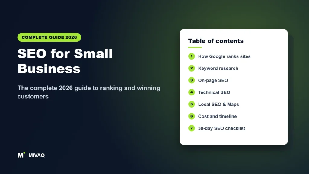 SEO for Small Business – MIVAQ complete guide cover
