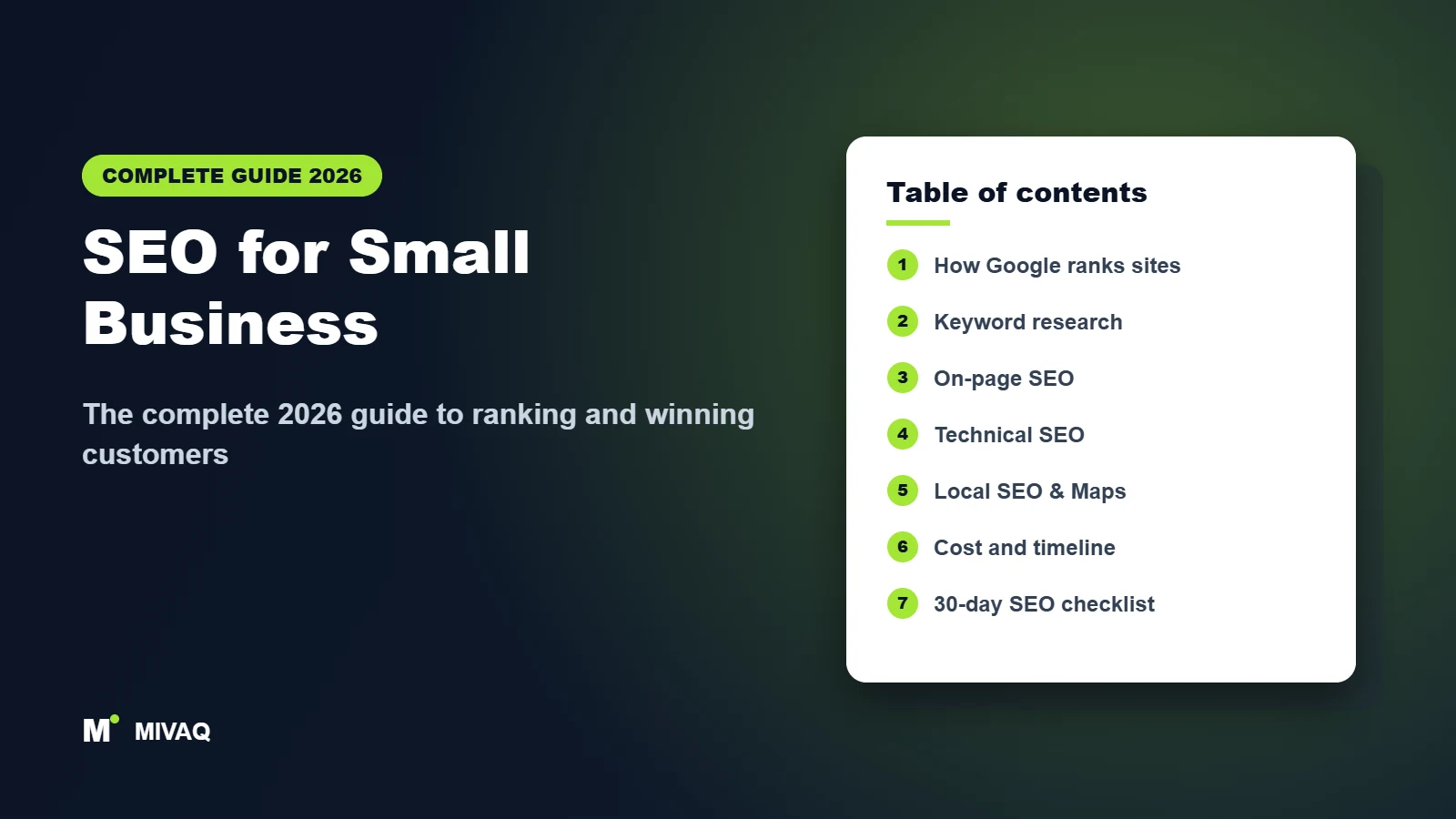 SEO for Small Business – MIVAQ complete guide cover