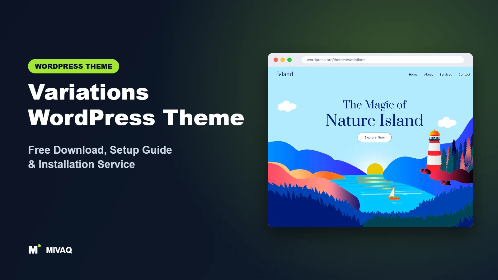 Variations WordPress theme free download and setup guide cover, MIVAQ