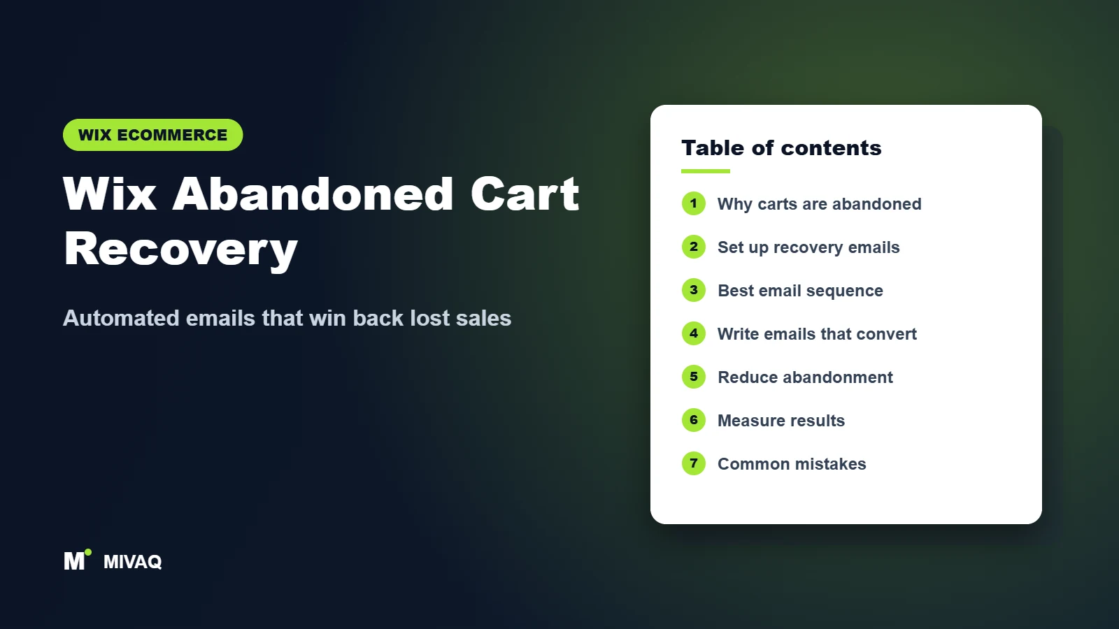 Wix Abandoned Cart Recovery – MIVAQ Wix guide cover