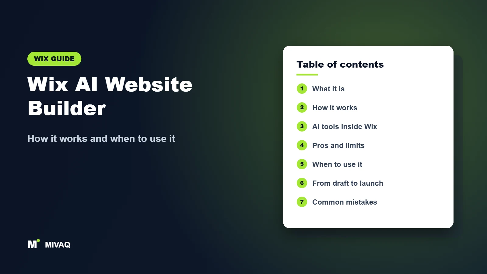 Wix AI Website Builder – MIVAQ Wix guide cover