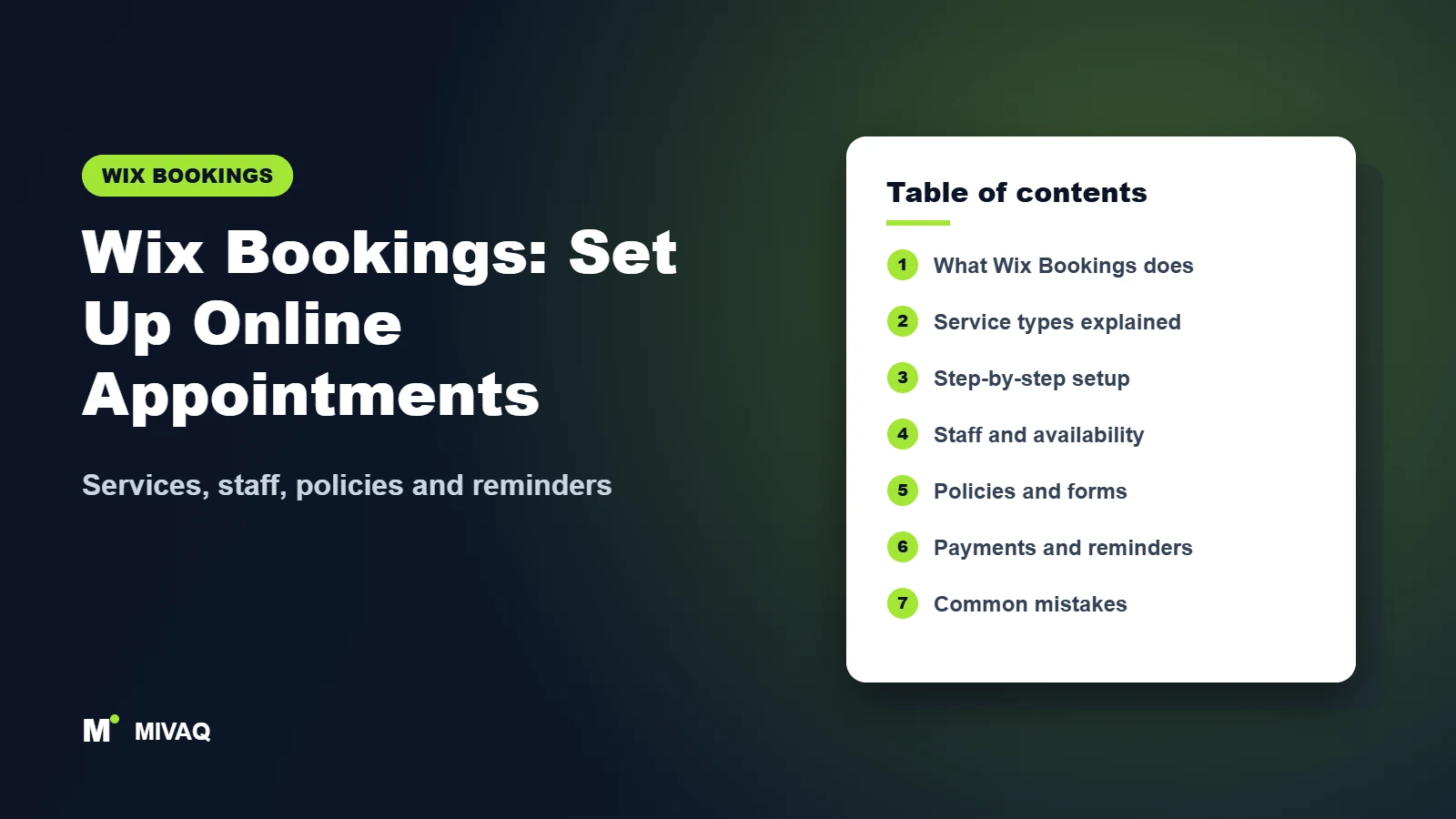 Wix Bookings: Set Up Online Appointments – MIVAQ Wix guide cover