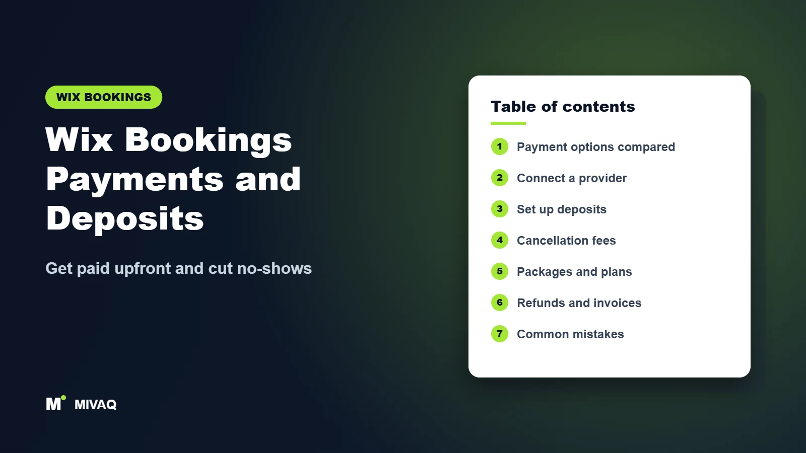 Wix Bookings Payments and Deposits – MIVAQ Wix guide cover