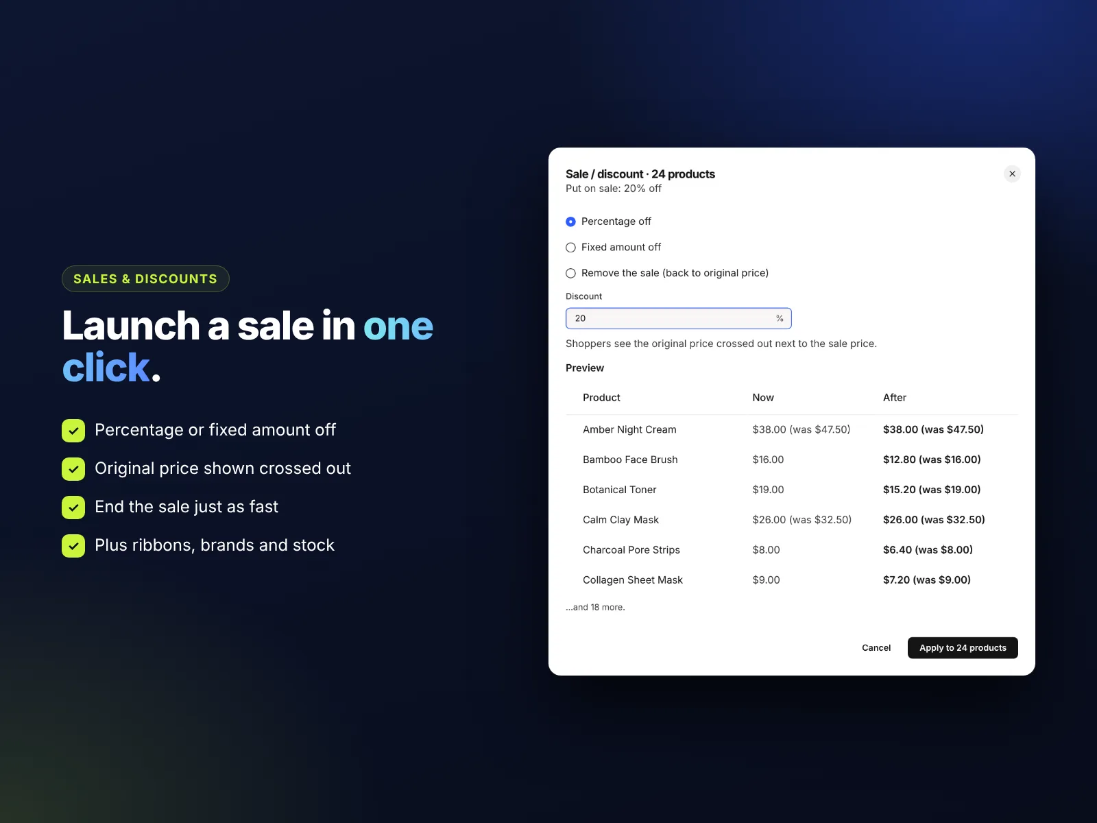 Put Wix Store products on sale in bulk