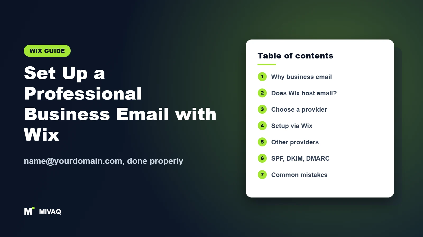 Set Up a Professional Business Email with Wix – MIVAQ Wix guide cover