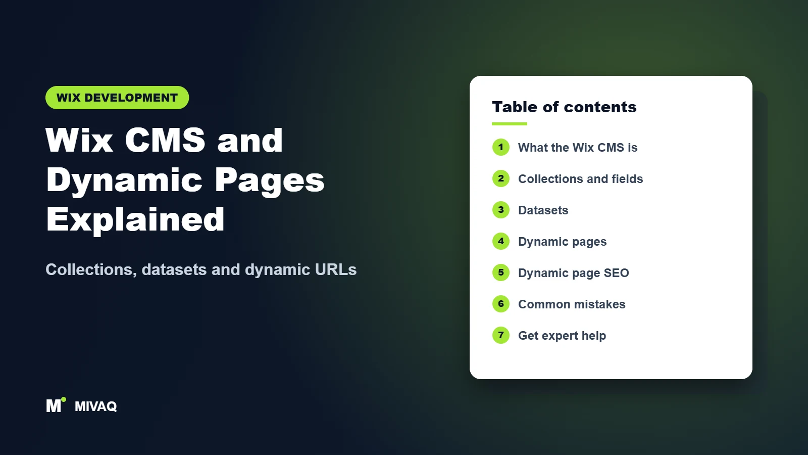 Wix CMS and Dynamic Pages Explained – MIVAQ Wix guide cover