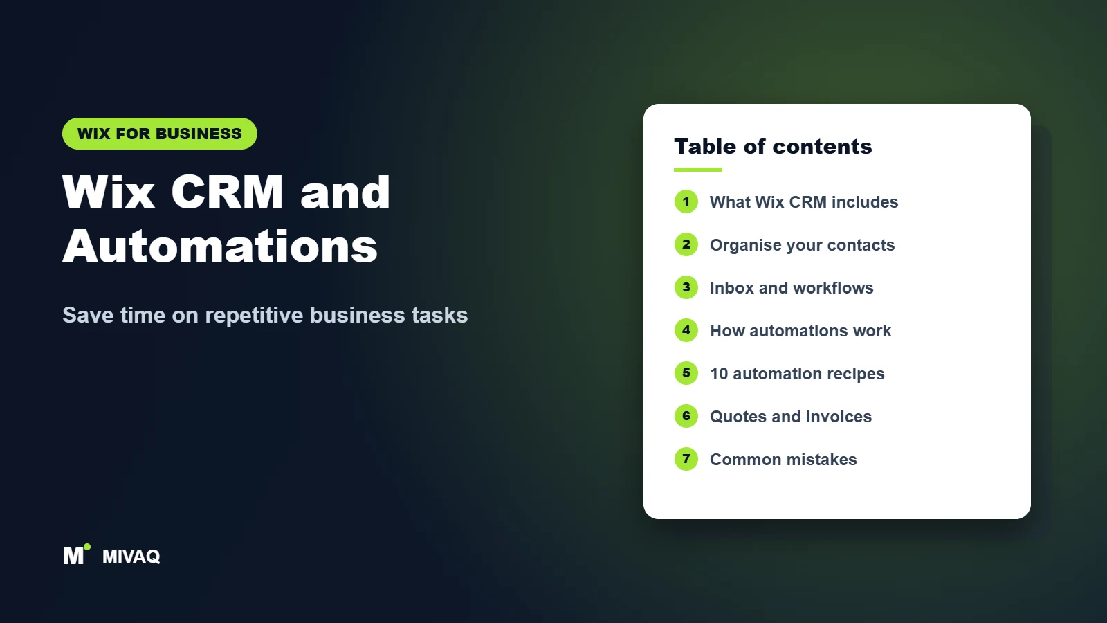 Wix CRM and Automations – MIVAQ Wix guide cover