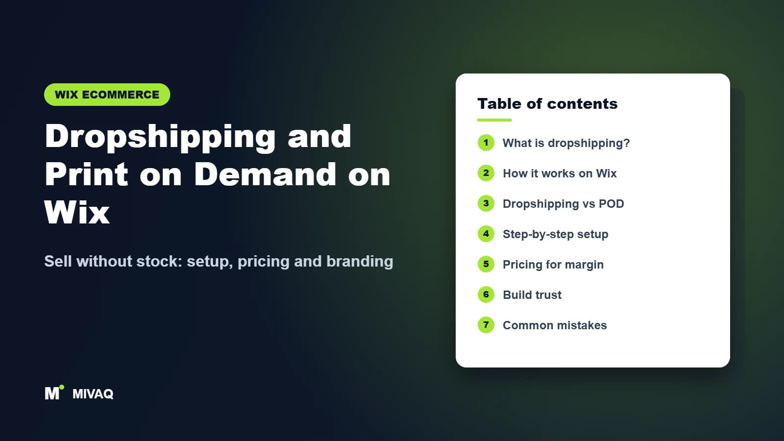Dropshipping and Print on Demand on Wix – MIVAQ Wix guide cover