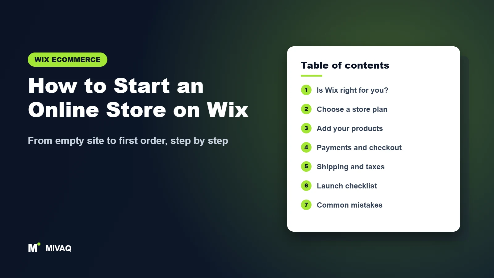 How to Start an Online Store on Wix – MIVAQ Wix guide cover