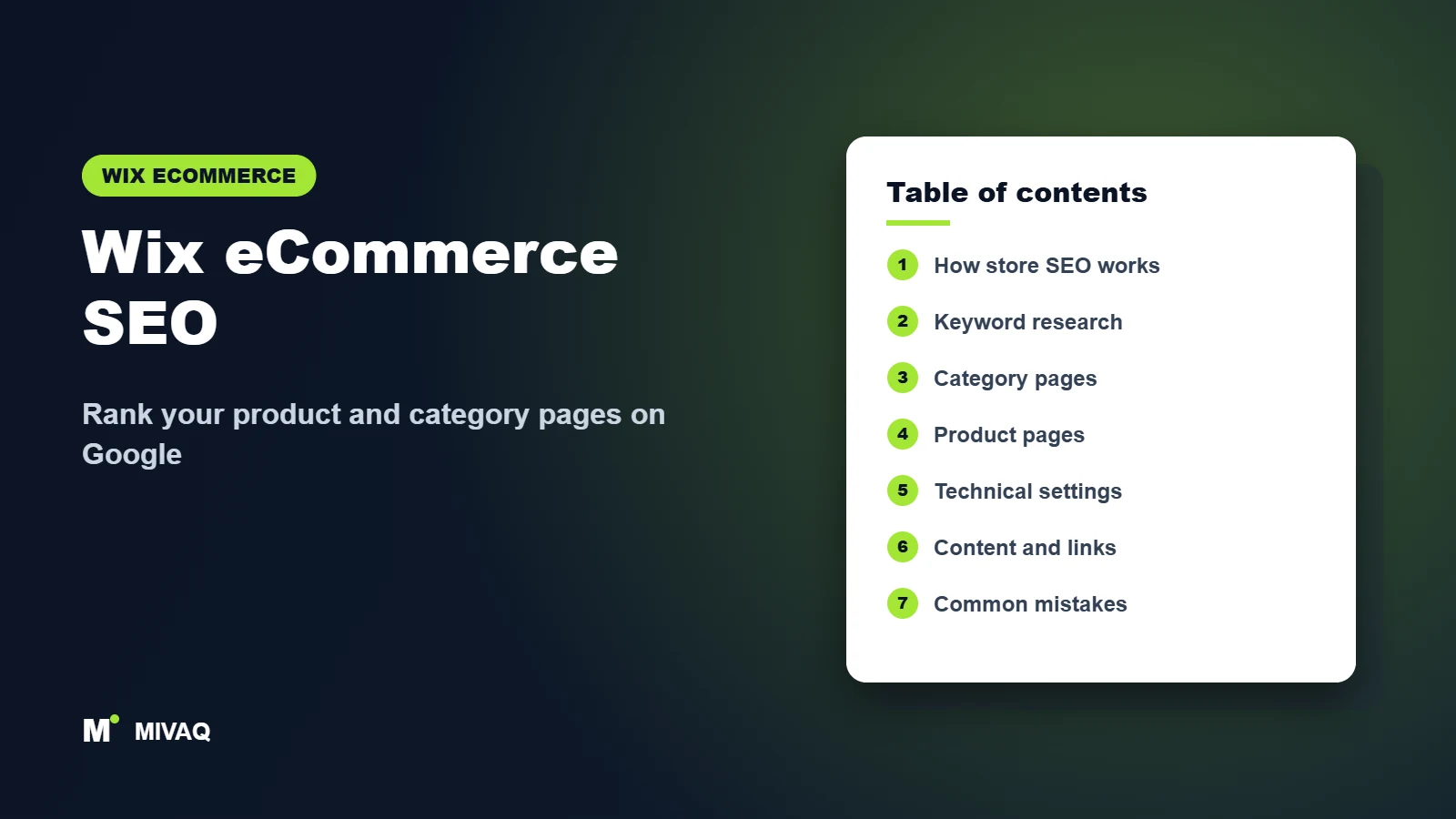 Wix eCommerce SEO – MIVAQ Wix guide cover