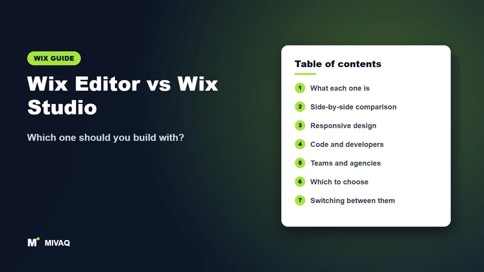 Wix Editor vs Wix Studio – MIVAQ Wix guide cover