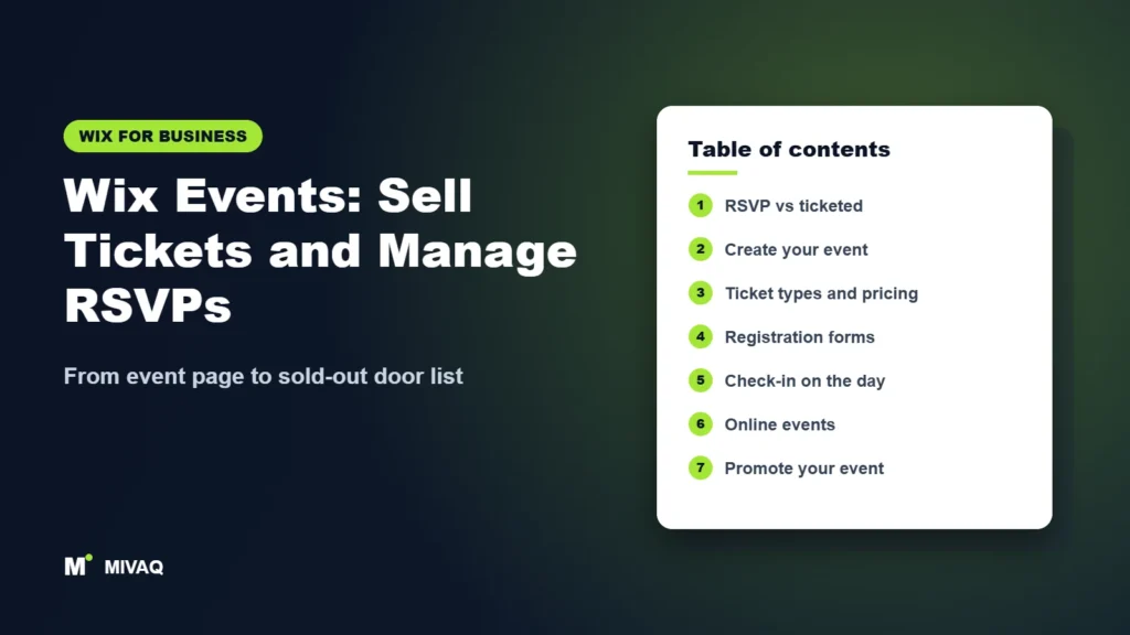Wix Events: Sell Tickets and Manage RSVPs – MIVAQ Wix guide cover
