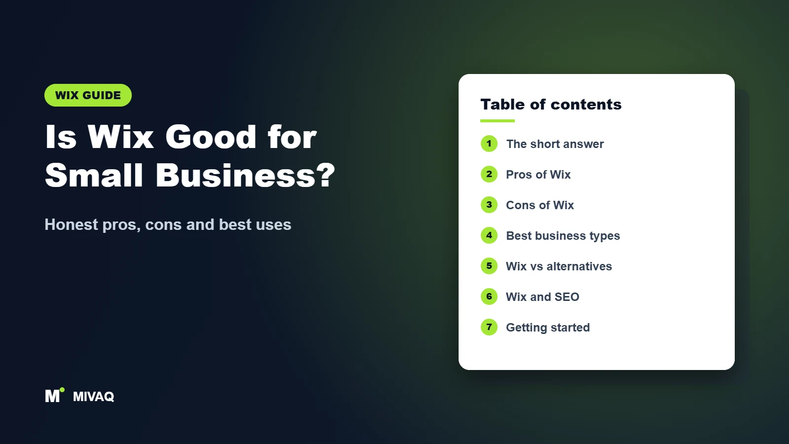 Is Wix Good for Small Business? – MIVAQ Wix guide cover