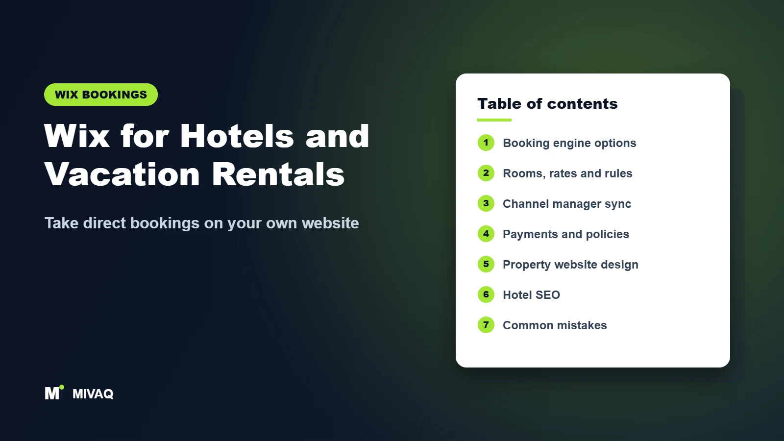 Wix for Hotels and Vacation Rentals – MIVAQ Wix guide cover