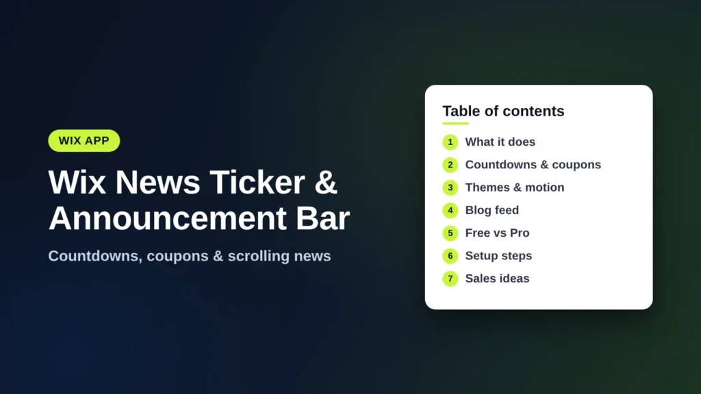 Wix News Ticker & Announcement Bar app – MIVAQ guide cover
