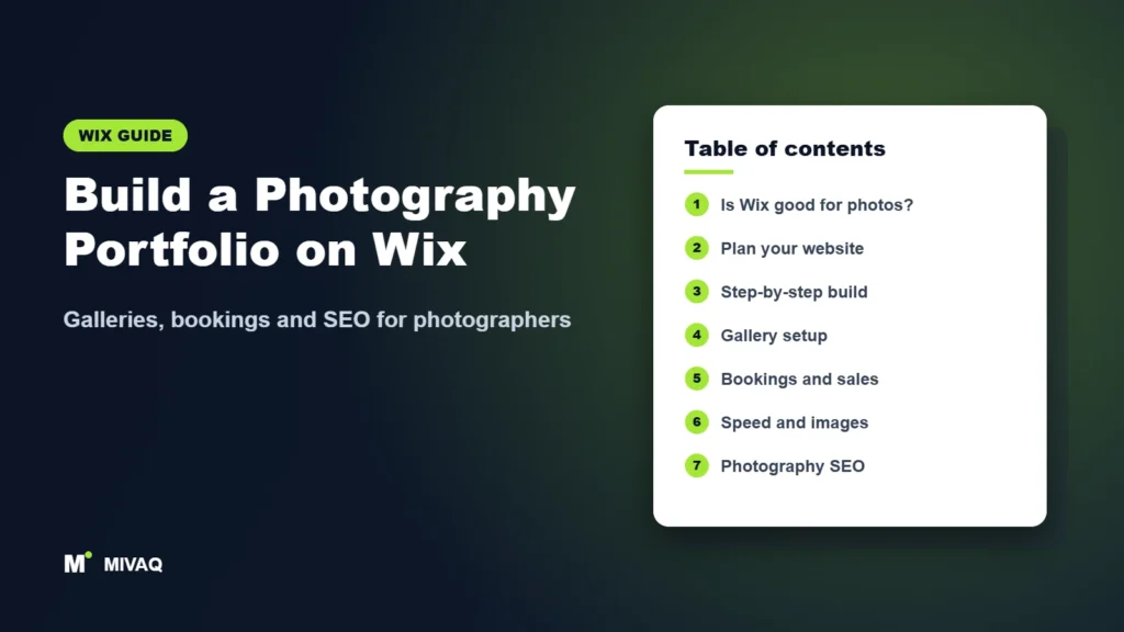 Build a Photography Portfolio on Wix – MIVAQ Wix guide cover
