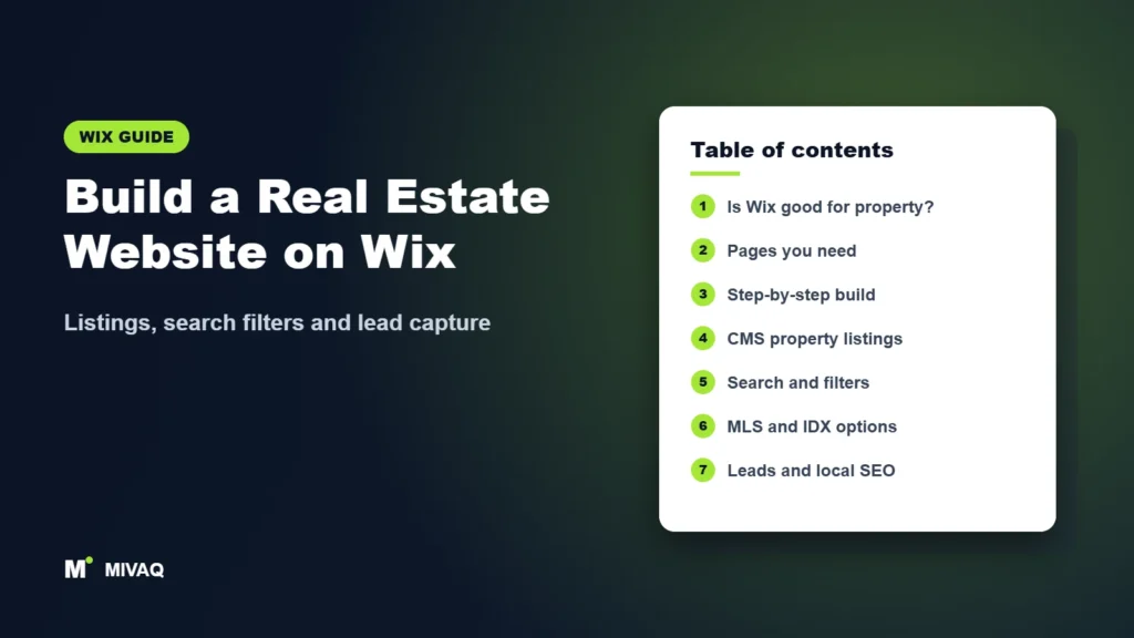 Build a Real Estate Website on Wix – MIVAQ Wix guide cover