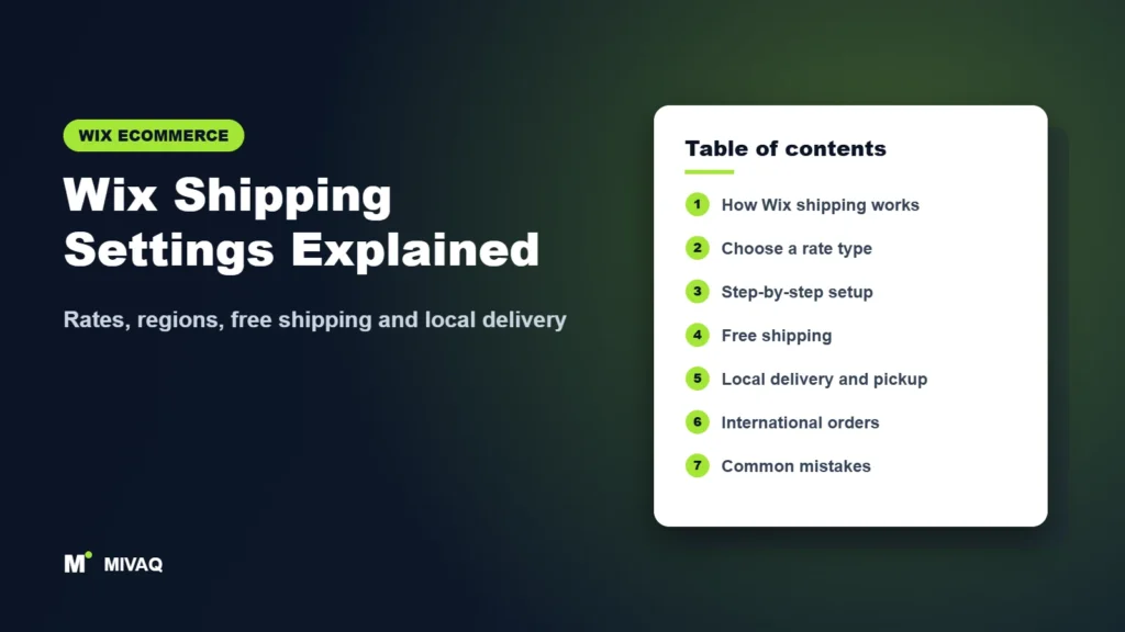 Wix Shipping Settings Explained – MIVAQ Wix guide cover