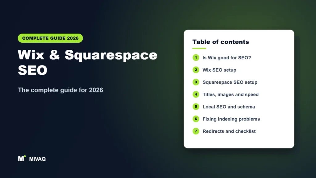 Wix & Squarespace SEO – MIVAQ complete guide cover