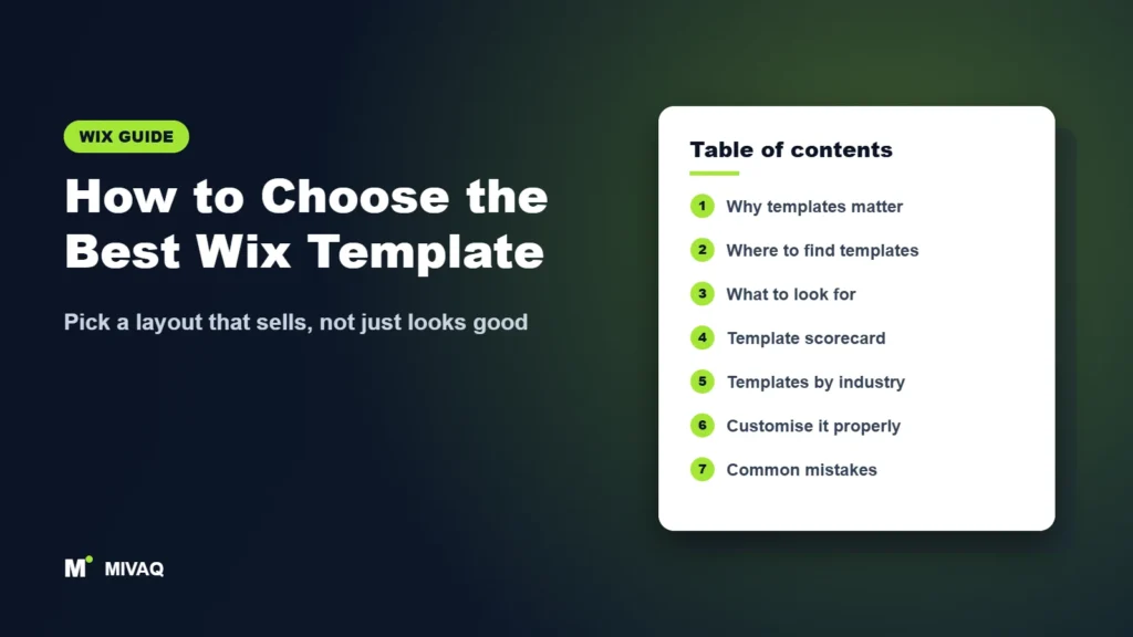 How to Choose the Best Wix Template – MIVAQ Wix guide cover