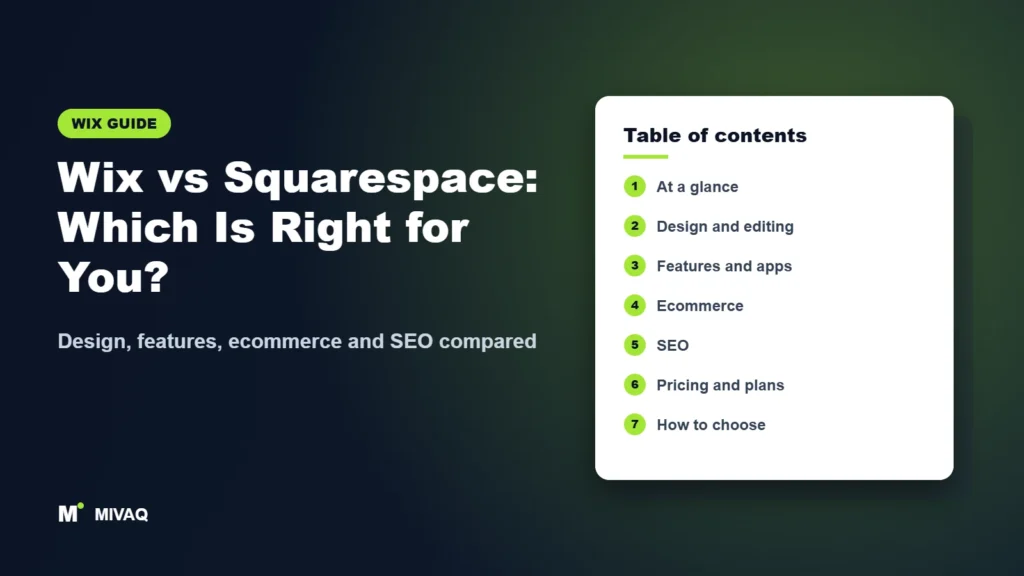 Wix vs Squarespace: Which Is Right for You? – MIVAQ Wix guide cover