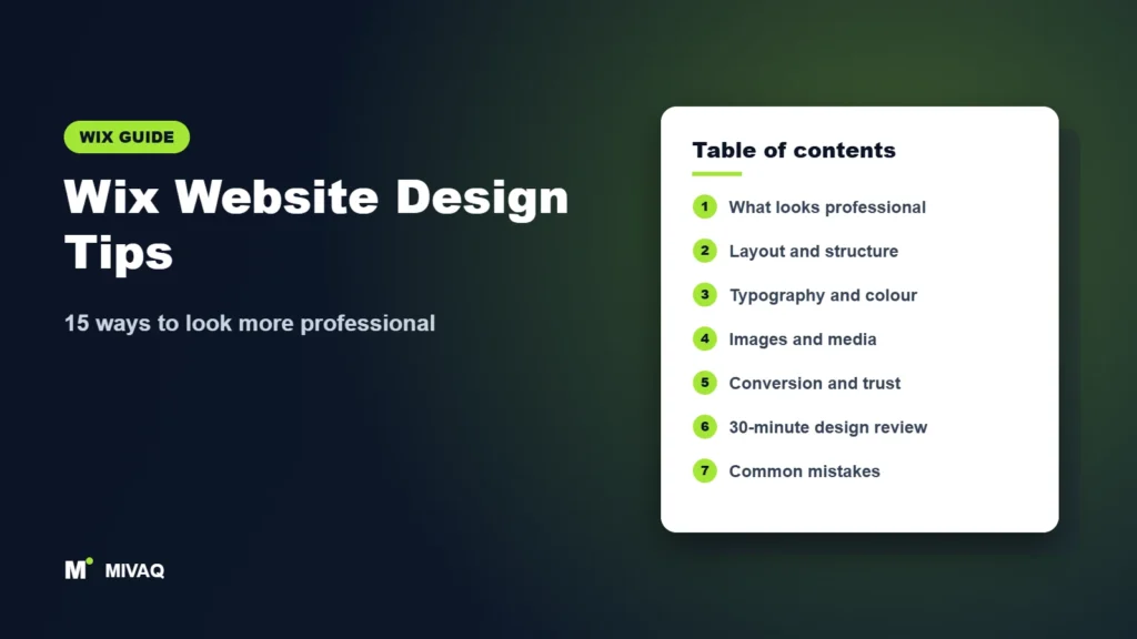 Wix Website Design Tips – MIVAQ Wix guide cover